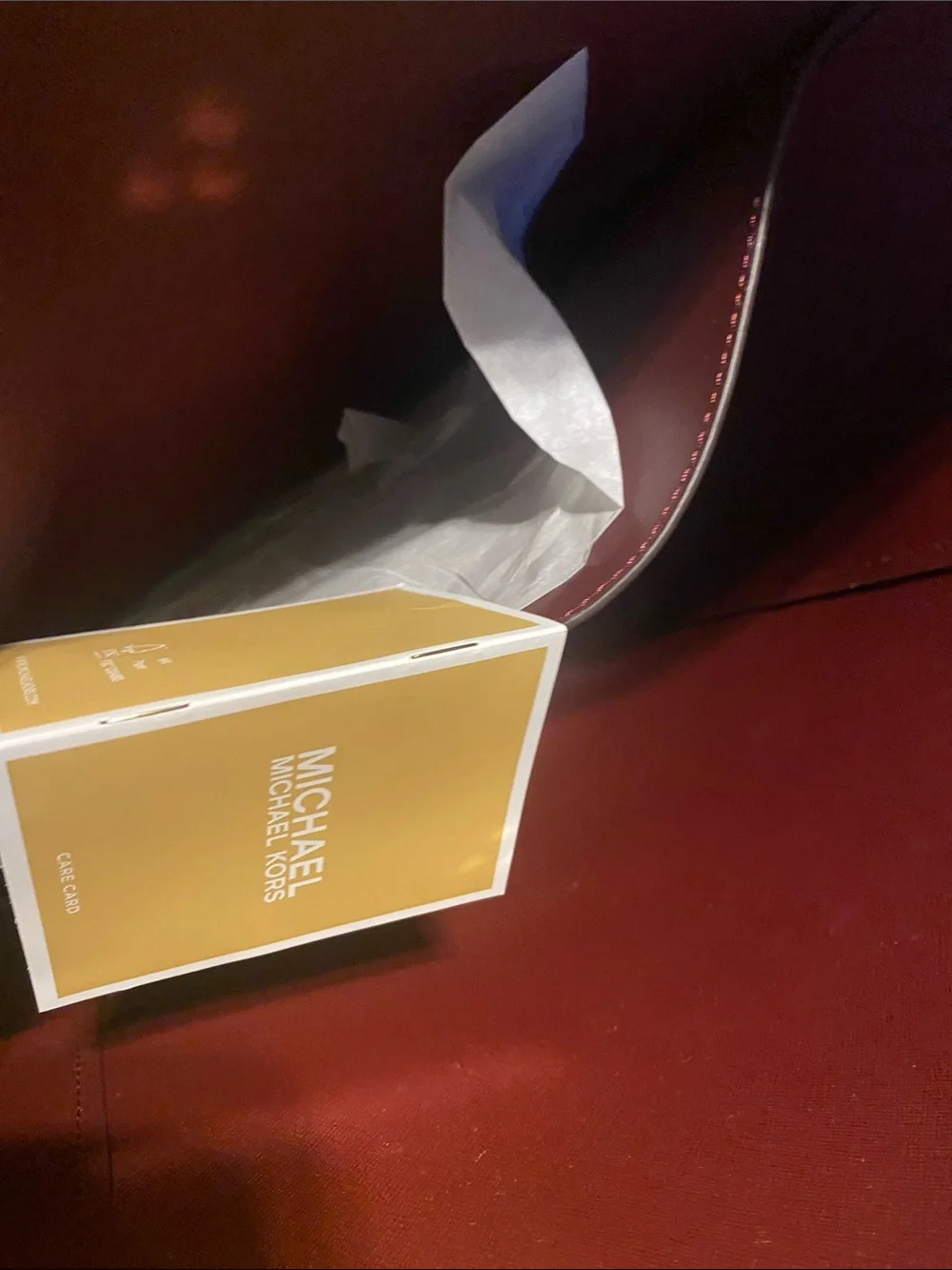 Michael Kors Burgundy Saffiano Leather Tote with Logo Tag - Picture 5 of 5
